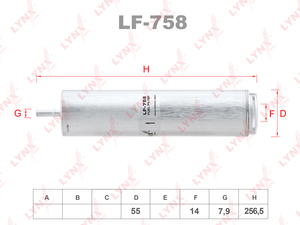 Фильтр топливный LYNXauto LF-758. Для: BMW БМВ 1(F20/F21) 1.5-2.0d 11>, 3(F30) 2.0d-3.0d 11>, фото 1