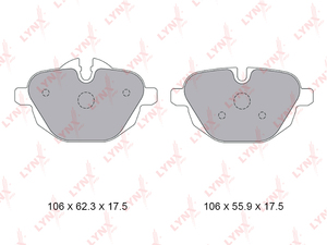 Колодки тормозные задние LYNXauto BD-1436. Для: Bmw, БМВ, 5(F10 / 11) 2.0D-3.0 09> / X3(F25) 2.0D-3.0 10> / X4(F26) 2.0D-3.0 14>., фото 2