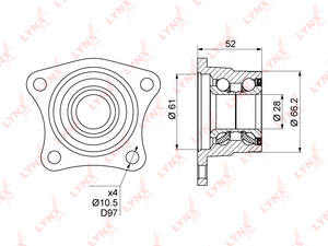 Подшипник ступицы задний LYNXauto WB-1024. Для: TOTOTA Corolla(E90-E11) 1.3-2.0D >01, фото 1