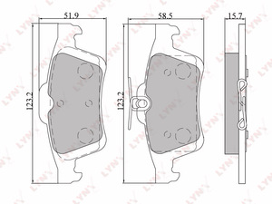 Колодки тормозные задние  LYNXauto BD-5901. Для: Citroen, Ситроен, C5 08>, JAGUAR XF I 08> / XJ 09-15 / XK II 06-14, Ford, Форд, Focus(Фокус) II 05> / Focus(Фокус) C-Max(С-Макс) 03>, Mazda, Мазда., фото 2