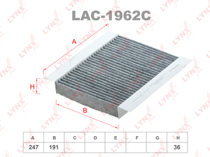 Фильтр салонный угольный LYNXauto LAC-1962C. Для: CHERRY Tiggo 5 14> / Tiggo 7 19> / Tiggo 7pro 20> / Tiggo 8 20> / Tiggo 8pro 21>, фото 1