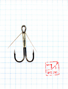 Крючок KOI "WEEDLESS DOUBLE HOOK", размер 8 (INT), цвет BN, двойник незацепляйка (5 шт.), фото 2