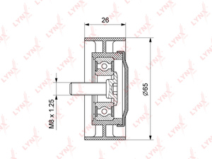 Ролик натяжного механизма / приводной LYNXauto PB-5132. Для: Lada, Лада, Largus(Ларгус) 1.6 12>, Renaul, Рено, Logan(Логан) 1.5D-1.6 05> / Duster(Дастер) 1.5D-1.6 10> / Sandero(Сандеро) 1.5D 08>., фото 2
