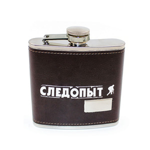 Фляжка «СЛЕДОПЫТ - Browny » в кож. оплете, 180 мл, цв. корич, фото 2