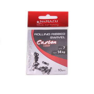 Вертлюг Namazu Pro ROLLING RIBBED SWIVEL, латунь, цв. Carbon, р. 7, test-14 кг (уп. 10 шт.), фото 2