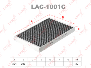 Фильтр салонный угольный LYNXauto LAC-1001C. Для: AUDI A4 00-08/A6 97-05/Allroad 00-05, фото 1