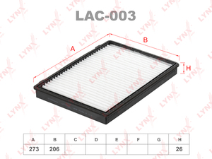 Фильтр салонный LYNXauto LAC-003. Для: CHEVROLET Captiva 06>, OPEL Antara 07>, DAEWOO Winstorm 06>, фото 1