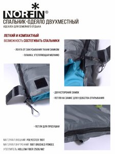 Мешок-одеяло спальный Norfin ALPINE COMFORT 250 L, фото 7