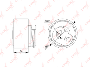 Ролик натяжной/ГРМ LYNXauto PB-1236. Для LAND ROVER ЛэндРовер Discovery III-IV 2.7D-3.0D 04>/Range Rover(Рэндж Ровер) IV 3.0D 12>/Range Rover(Рэндж Ровер) Sport I-II 2.7D-3.0D 05>, JAGUAR Ягуар S-Type 2.7D 04-17/XF 2.7D-3.0D 08-15/XJ 2.7D-3.0D 05-15, CITR, фото 1