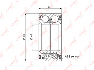 Подшипник ступицы передний (с ABS, 37x40x75) LYNXauto WB-1183. Для: FORD ФОРД Mondeo(Мондео) III 2.0-3.0 00-07, JAGUAR Ягуар X-Type 2.0-3.0 02-09, фото 1