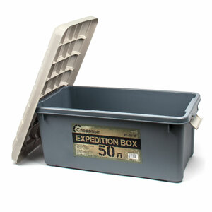 Ящик многофункц. особопрочный СЛЕДОПЫТ Expedition Box, 50 л, 700х360х320 мм, цв. графит/бежевый, фото 2