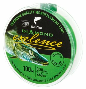 Леска моно. Salmo Diamond EXELENCE FLUORO COATED Green 100/030, фото 3