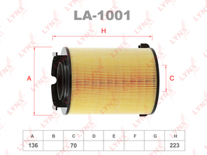 Фильтр воздушный LYNXauto LA-1001. Для: AUDI A3 1.2T-2.0 03>, SKODA Octavia II 1.2T-2.0 04> / Superb(3T) 1.4T 08>, VW Golf V 1.4T-2.0D 04> / VI 1.2T-1.6 08> / Caddy 1.2T-1.6-2.0D 04> / Eos 1.4T-2.0 06> / Jetta III 1.4T-2.0 05> / IV 1.2T-2.0 10> / Passat 1, фото 1