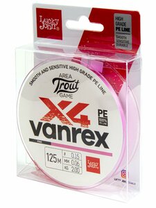Шнур плетёный Lucky John Area Trout Game х4 BRAID Pink 125/006, фото 2
