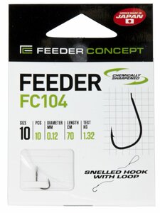 Крючки с поводком FC FEEDER сер. FC104 70см, разм.010, 0,12мм 10шт., фото 6