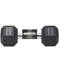 Гантель гексагональная Starfit DB-301 8 кг, обрезиненная, черный, фото 5