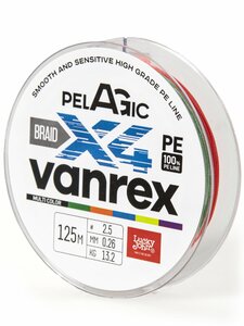 Шнур плетёный Lucky John Vanrex PELAGIC х4 BRAID Multi Color 125/026, фото 3
