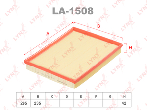 Фильтр воздушный LYNXauto LA-1508. Для: OPEL Astra G 1.2-2.0D 98-05/H 1.2-2.0 04> / Zafira 1.6-2.0 05>, фото 1