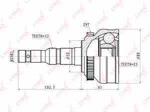 ШРУС наружный LYNXauto CO-5901A. Для: OPEL Astra G 1.8-2.0D 98-05/Vectra B 1.7TD-2.5 95-02/Zafira 1.5-2.0D 99-05, фото 1