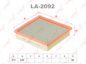 Фильтр воздушный LYNXauto LA-2092. Для CHRYSLER Крайслер 300C 3.0D 05-12, JEEP Grand Cherokee IV 3.0D 11>, фото 1