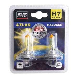 Галогенная автомобильная лампа AVS ATLAS, H7, 12 В, 55 Вт, 3000 К, цоколь PX26d, 2 шт., фото 2