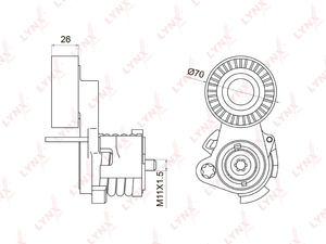 Натяжитель с роликом / приводной LYNXauto PT-3009. Для BMW 1(E81-88) 3.0 05-12 / 3(E90) 2.5-3.0 05-11 / 5(E60/61) 2.5-3.0 05-09 / 6(E63 / 4) 3.0 04> / 7(E65-67) 3.0 05> / X1(E84) 3.0 09> / X3(E83) 2.5-3.0 05> / X5(E70) 3.0 07-10 / Z4(E85 / 89) 2.5-3.0 06>, фото 1