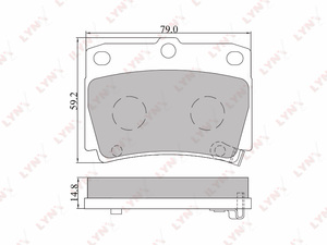 Колодки тормозные задние  LYNXauto BD-5511. Для: Mitsubishi, Митсубиси, Pajero(Паджеро) 2.5D/Pajero(Паджеро) Sport 97>. 

Длина, мм 79. 
Высота, мм 59,2. 
Толщина, мм 14,8., фото 2