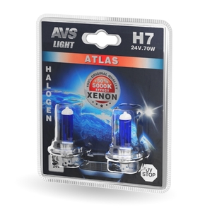 Галогенная автомобильная лампа AVS ATLAS, H7, 24 В, 70 Вт, 5000 К, цоколь PX26d, 2 шт., фото 3