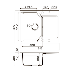 Кухонная мойка Omoikiri Yonaka 61-PA Artgranit/пастила, фото 2
