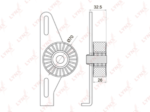 Ролик натяжной / приводной LYNXauto PB-5038. Для: Lada, Лада, Largus(Ларгус) 1.6 12>, Renaul, Рено, Logan(Логан) 1.4-1.6 04> / Sandero(Сандеро) 1.4-1.6 08> / Clio(Клио) II 1.4-1.6 98-05., фото 2