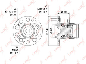 Ступица задняя в сборе с ABS LYNXauto WH-1207. Для: Hyundai, Хендай Sonata(Соната)(YF) 2.0-2.4 09> / i40 1.6-2.0 12> / ix35 1.6-2.0 10>, Kia, Киа,  Sportage(Спортаж)(SL) 1.6-2.0 10> / Carens III., фото 4