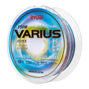 Шнур VARIUS PE8X-150MI 1.0# Multi Colour 0,165мм Ryobi, фото 5