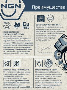 Колодки тормозные керамические передние NGN 3501513. Для VOVLO S60 10 S80 08 XC70 07 FORD Galaxy 08 S-Max 08, фото 5