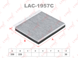 Фильтр салонный угольный LYNXauto LAC-1957C. Для HYUNDAI Хендаи Equus 3.8 09>/Genesis(BH) 3.3-3.8 08>, фото 1