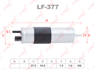 Фильтр топливный LYNXauto LF-377. Для VOLVO Вольво XC60 II 2.0D 17>/XC90 II 2.0D 14-19, фото 1