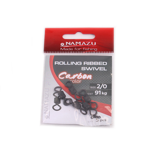 Вертлюг Namazu Pro ROLLING RIBBED SWIVEL, латунь, цв. Carbon, р. 2/0, test-91 кг (уп. 5 шт.), фото 2