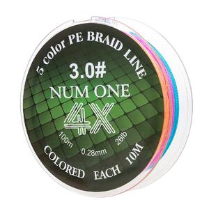 Шнур NUM ONE PE4X-100M 3.0#/0,285 mm Multi Colour Ryobi, фото 5