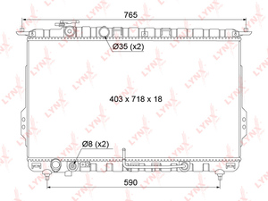 Радиатор охлаждения (технология пайки) AT LYNXauto RB-1068. Для: Hyundai, Хендай Sonata(Соната)(EF) 2.0-2.7 98-04 / XG 2.5-3.5 98-05, Kia, Киа, Magentis(Маджентис)(GD) 2.0-2.5 01>., фото 3