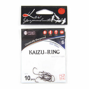 Крючок KOI "KAIZU-RING", размер 6 (INT)/10 (AS), цвет BN (10 шт.), фото 5