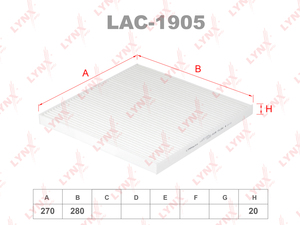 Фильтр салонный LYNXauto LAC-1905. Для: NISSAN Murano(Z51) 08> / Teana(J32) 08>, фото 1