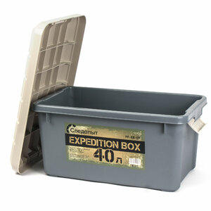 Ящик многофункц. особопрочный СЛЕДОПЫТ Expedition Box, 40 л, 600х360х320 мм, цв. графит/бежевый, фото 2