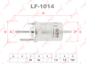 Фильтр топливный LYNXauto LF-1014. Для: AUDI Ауди A3 1.6 03-12, SKODA(Шкода) Fabia(Фабиа) I-III 1.2-2.0 01> / Octavia(Октавия)(1Z) 1.4-1.6 04-13 / Rapid 1.2-1.6 12> / Roomster 1.2-1.6 07> / Yeti(Йети) 1.6 14>, VW Фольксваген Caddy III-IV 1.4-1.6 04> / Gol, фото 1