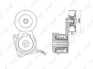 Натяжитель с роликом / приводной LYNXauto PT-3046. Для: LEXUS GS300-400 93-05 / IS300 01-05, фото 1