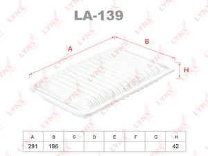 Фильтр воздушный LYNXauto LA-139. Для: TOYOTA Camry 2.4 01>, LEXUS RX350 06>, фото 1