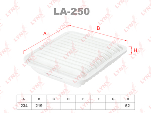Фильтр воздушный LYNXauto LA-250. Для: MITSUBISHI Galant 2.4 03>, фото 1
