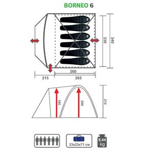 Палатка BORNEO-6-G зеленая (PR B-6-G) Premier Fishing, фото 2