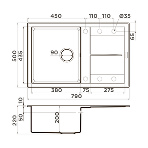 Кухонная мойка Omoikiri Sumi 79-DC Tetogranit/темный шоколад, фото 2