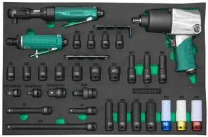 JONNESWAY JA-C231SV Набор пневматического инструмента 1/2"DR и аксессуаров к ударному инструменту в EVA ложементе 560х400 мм, 31 предмет, фото 1
