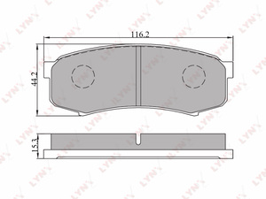 Колодки тормозные задние  LYNXauto BD-7505. Для: Toyota, Тойота, Land Cruiser(ЛэндКрузер)(J70/80/90/120)/Prado(Прадо)(150) 3.0D 10>. 

Длина, мм 116,2. 
Высота, мм 44,2. 
Толщина, мм 15,3., фото 2