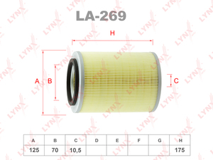 Фильтр воздушный LYNXauto LA-269. Для NISSAN Ниссан Terrano 2.7TD >02/Urvan 2.4 >93, фото 1